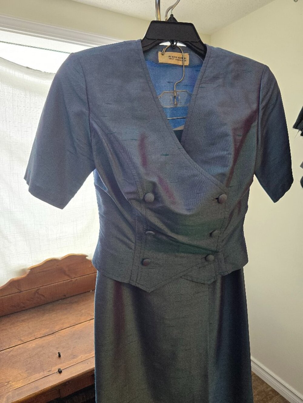 Beautiful Blue (with Purple undertones)  Ruth Mathews Silk Jacket & Skirt Set